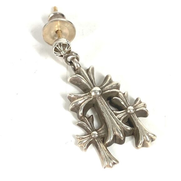 Chrome Hearts Accessories - CHROME HEARTS 3 CH CROSS DROP Triple CH Cross Pierce SV925 / K14 Silver
